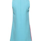 Pink Blue Wool Sleeveless Shift Mini Dress