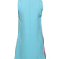 Pink Blue Wool Sleeveless Shift Mini Dress