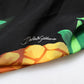Black Pineapple Print Silk Wrap Mini Dress