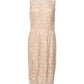 Beige Floral Lace Sleeveless Sheath Dress