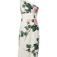 White Floral One Shoulder Sheath Midi Dress