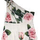 White Floral One Shoulder Sheath Midi Dress