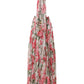 White Floral Silk Halter A-line Maxi Dress