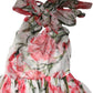 White Floral Silk Halter A-line Maxi Dress