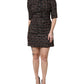 Brown Tweed Short Sleeves A-line Mini Dress