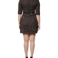 Brown Tweed Short Sleeves A-line Mini Dress