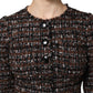 Brown Tweed Short Sleeves A-line Mini Dress