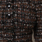 Brown Tweed Short Sleeves A-line Mini Dress