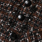 Brown Tweed Short Sleeves A-line Mini Dress