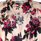 Pink Floral Silk Long Sleeves V-neck Wrap Mini Dress