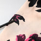 Pink Floral Silk Long Sleeves V-neck Ruched Mini Dress