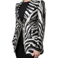 Black White Polyester Women Blazer Jacket