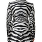 Black Silver Polyester Women Blazer Jacket