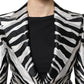 Black White Polyester Women Blazer Jacket