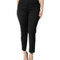 Black Polyester High Waist Slim Pants