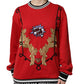Red Cotton Queen Sequined Pullover Sweater