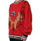 Red Cotton Queen Sequined Pullover Sweater