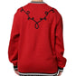 Red Cotton Queen Sequined Pullover Sweater
