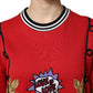 Red Cotton Queen Sequined Pullover Sweater