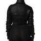 Black Wool Long Sleeve Turtleneck Cropped Top