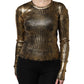 Gold Round Neck Long Sleeve Pullover Top