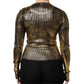Gold Round Neck Long Sleeve Pullover Top
