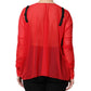Red Black Bustier Detailing Long Sleeves Top