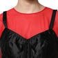 Red Black Bustier Detailing Long Sleeves Top