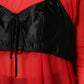 Red Black Bustier Detailing Long Sleeves Top