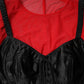 Red Black Bustier Detailing Long Sleeves Top