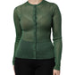 Green Polyester Long Sleeves Cardigan Sweater