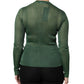 Green Polyester Long Sleeves Cardigan Sweater