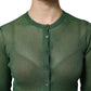Green Polyester Long Sleeves Cardigan Sweater