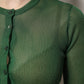 Green Polyester Long Sleeves Cardigan Sweater