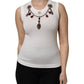 White Cotton Logo Crystal Detailing Tank Top