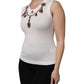 White Cotton Logo Crystal Detailing Tank Top