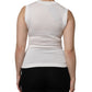 White Cotton Logo Crystal Detailing Tank Top
