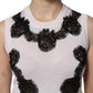 White Cashmere Floral Lace Detailing Tank Top