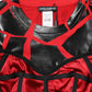 Red Black Cotton Bustier Detailing Cropped Top