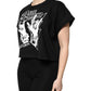 Black Cotton Printed Short Sleeves T-shirt