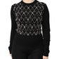 Black Cashmere Embellished Long Sleeves Top