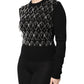 Black Cashmere Embellished Long Sleeves Top