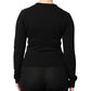 Black Cashmere Embellished Long Sleeves Top