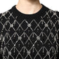 Black Cashmere Embellished Long Sleeves Top