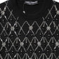 Black Cashmere Embellished Long Sleeves Top