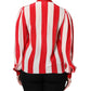 Red White Stripes Ascot Collar Blouse Top