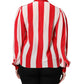 Red White Stripes Ascot Collar Blouse Top