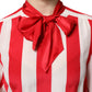 Red White Stripes Ascot Collar Blouse Top