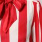 Red White Stripes Ascot Collar Blouse Top