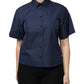 Blue Cotton Short Sleeves Button Down Top